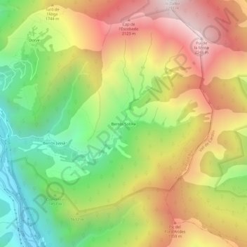 Topografische Karte Berrós Sobirà, Höhe, Relief