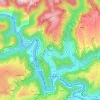 Topografische Karte Mal Pas, Höhe, Relief
