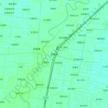 Topografische Karte 安陵镇, Höhe, Relief