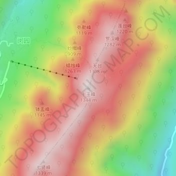 Topografische Karte 十王峰, Höhe, Relief