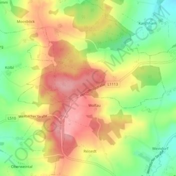 Topografische Karte Forsthub, Höhe, Relief