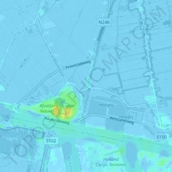 Topografische Karte Nauerna, Höhe, Relief