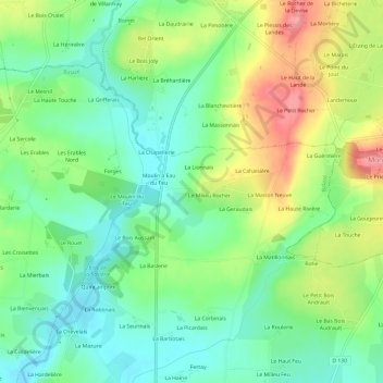 Topografische Karte Le Bas Rocher, Höhe, Relief