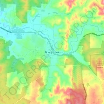Topografische Karte Donnybrook, Höhe, Relief