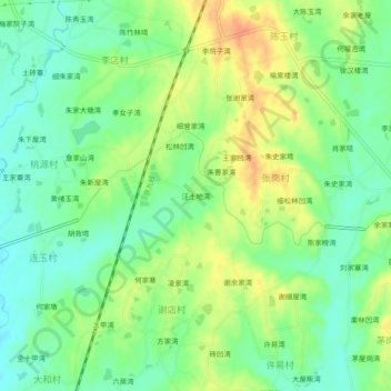 Topografische Karte 汪土地湾, Höhe, Relief