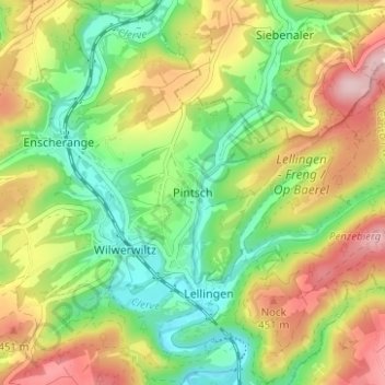 Topografische Karte Pintsch, Höhe, Relief