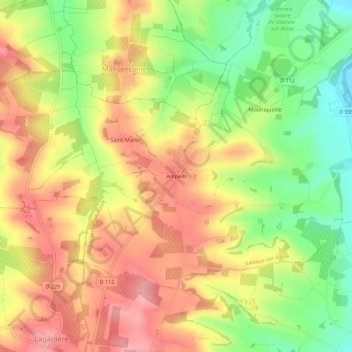 Topografische Karte Ampeils, Höhe, Relief