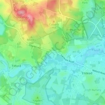 Topografische Karte Charleshill, Höhe, Relief