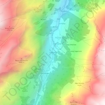 Topografische Karte Gerbelle, Höhe, Relief