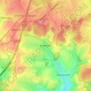 Topografische Karte Assenois, Höhe, Relief