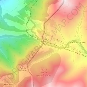 Topografische Karte Puerto de Pajares, Höhe, Relief