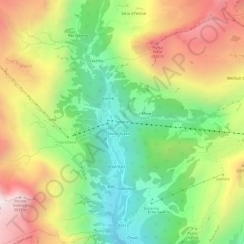 Topografische Karte Tschaval, Höhe, Relief