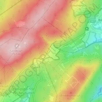 Topografische Karte Muhl, Höhe, Relief
