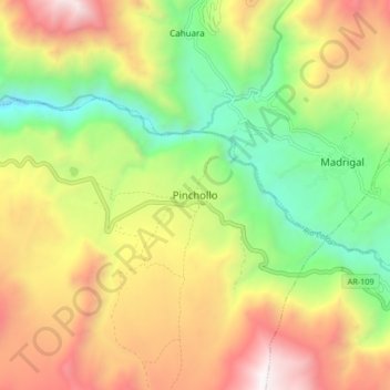 Topografische Karte Pinchollo, Höhe, Relief