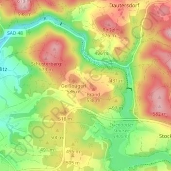 Topografische Karte Nefling, Höhe, Relief