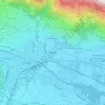 Topografische Karte Mienekugel, Höhe, Relief