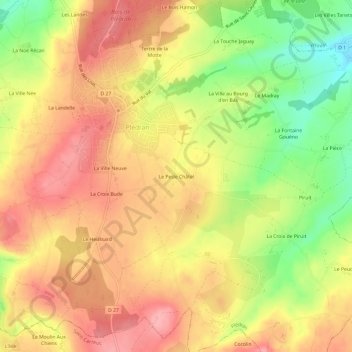 Topografische Karte Le Pesle Châtel, Höhe, Relief