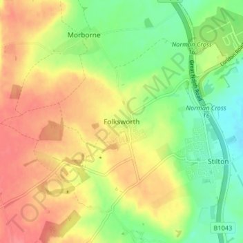 Topografische Karte Folksworth, Höhe, Relief