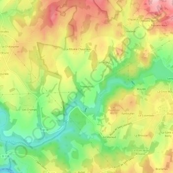 Topografische Karte Trimouillas, Höhe, Relief