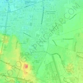 Topografische Karte Les Sept Chemins, Höhe, Relief