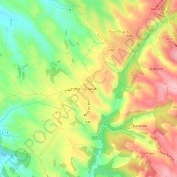 Topografische Karte Le Trivalou, Höhe, Relief