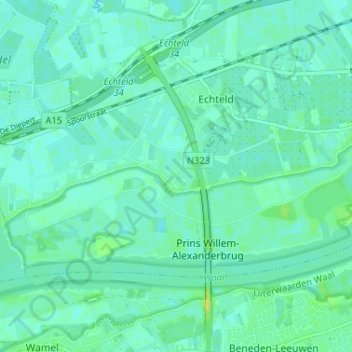 Topografische Karte Ooij, Höhe, Relief