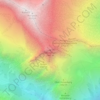 Topografische Karte Salbitschijen, Höhe, Relief