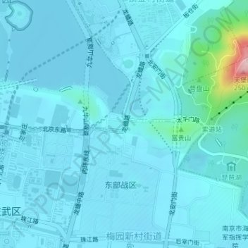 Topografische Karte 太平门, Höhe, Relief