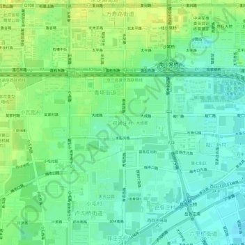 Topografische Karte 郑常庄村, Höhe, Relief