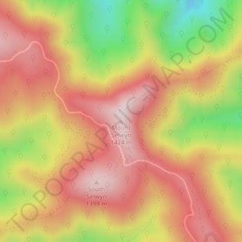Topografische Karte Mount Selwyn, Höhe, Relief