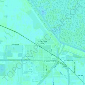 Topografische Karte Washington Park, Höhe, Relief