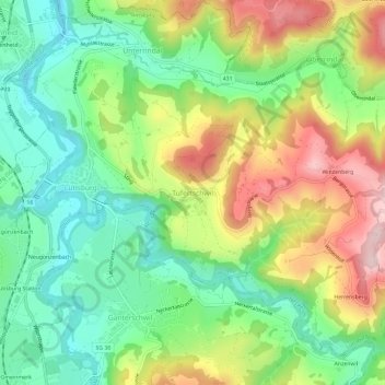 Topografische Karte Tufertschwil, Höhe, Relief