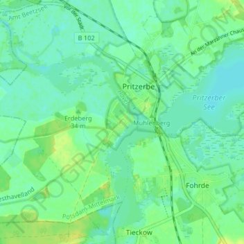 Topografische Karte Kützkow, Höhe, Relief