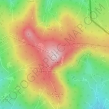 Topografische Karte Großer Rachel, Höhe, Relief