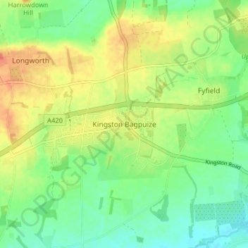 Topografische Karte Kingston Bagpuize, Höhe, Relief