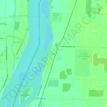 Topografische Karte Sombra, Höhe, Relief