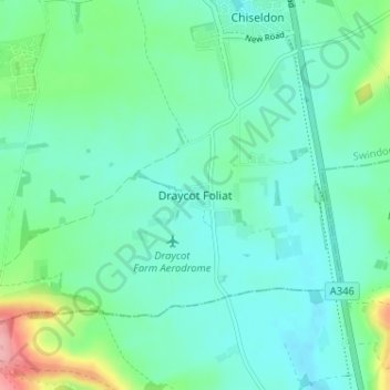 Topografische Karte Draycot Foliat, Höhe, Relief