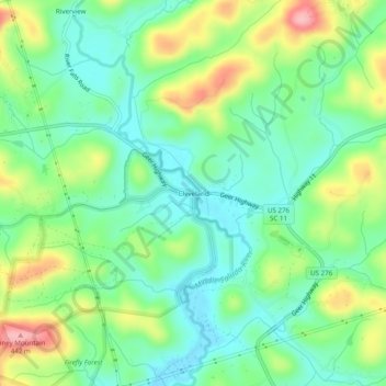 Topografische Karte Cleveland, Höhe, Relief