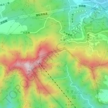 Topografische Karte 龙泉, Höhe, Relief