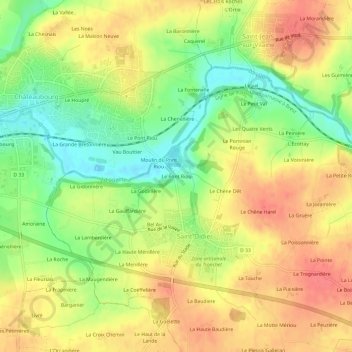 Topografische Karte Le Pont Riou, Höhe, Relief