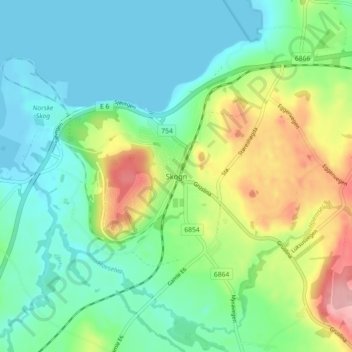 Topografische Karte Skogn, Höhe, Relief
