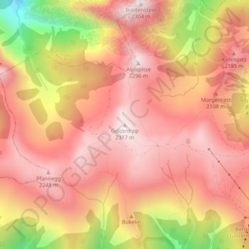 Topografische Karte Golzentipp, Höhe, Relief