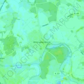 Topografische Karte Winnekendonk, Höhe, Relief