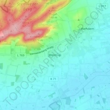 Topografische Karte Westrup, Höhe, Relief