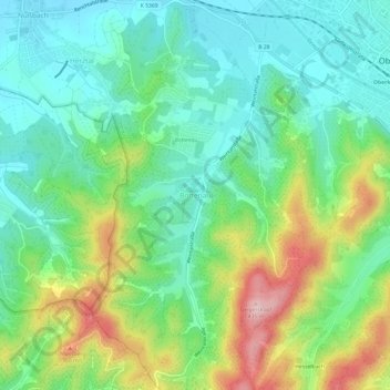 Topografische Karte Bottenau, Höhe, Relief