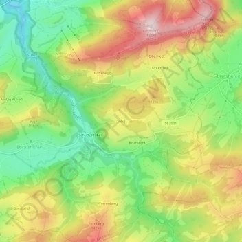 Topografische Karte Steig, Höhe, Relief
