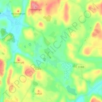 Topografische Karte Tossene, Höhe, Relief