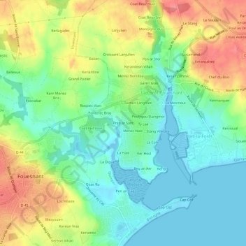 Topografische Karte Prad ar Sant, Höhe, Relief