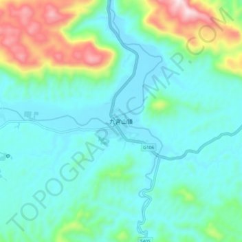 Topografische Karte 九宫山镇, Höhe, Relief
