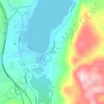 Topografische Karte Crosbyside, Höhe, Relief